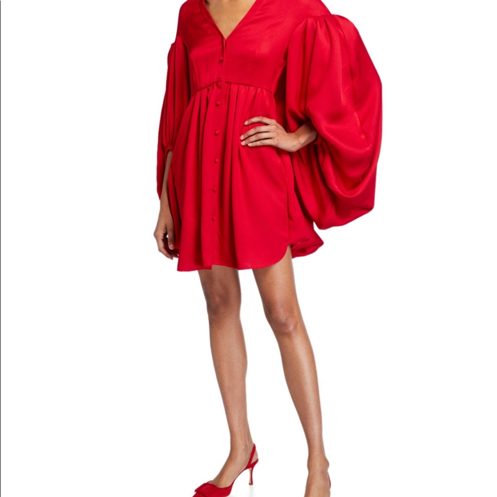 Sonia Balloon-Sleeve Satin Dress